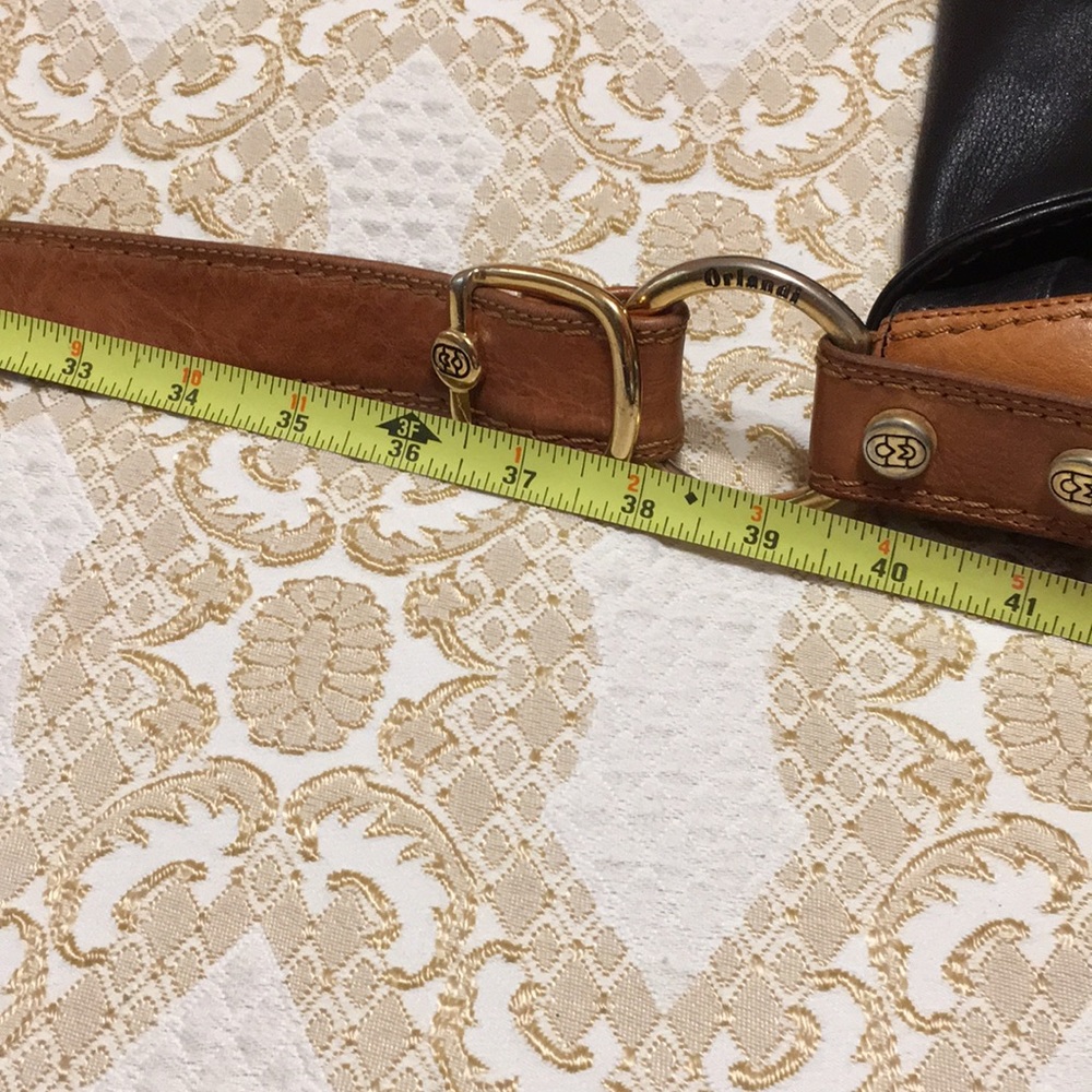 MARINO ORLANDI Genuine Leather Black/Brown ColorBlock Shoulder Bag Made in Italy - Picture 15 of 16